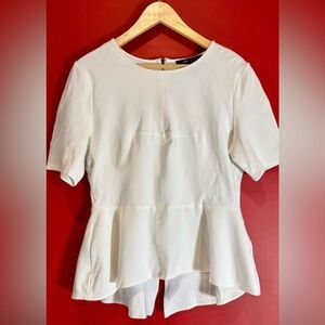 BCBG white peplum top with back zipper